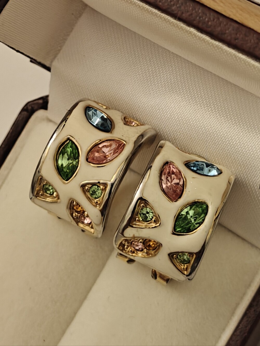 Vintage Enameled Jeweled Earrings